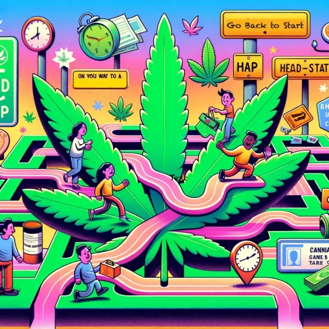 MMJ Application in the shape of a candyland style boardgame