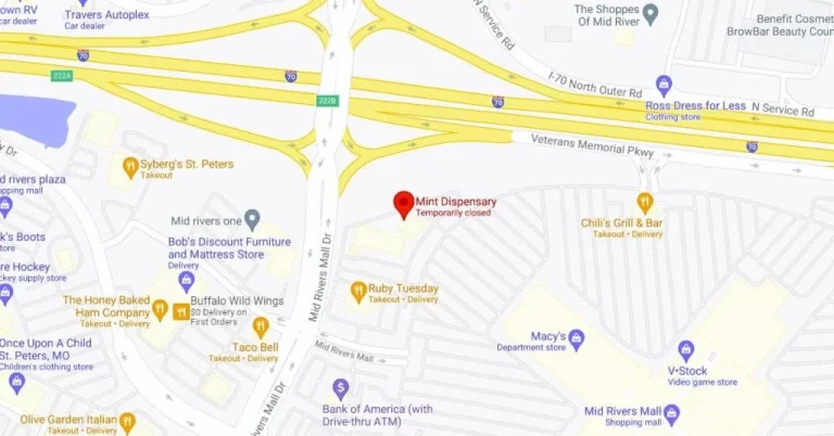 Map of Mint Dispensary in St. Peters